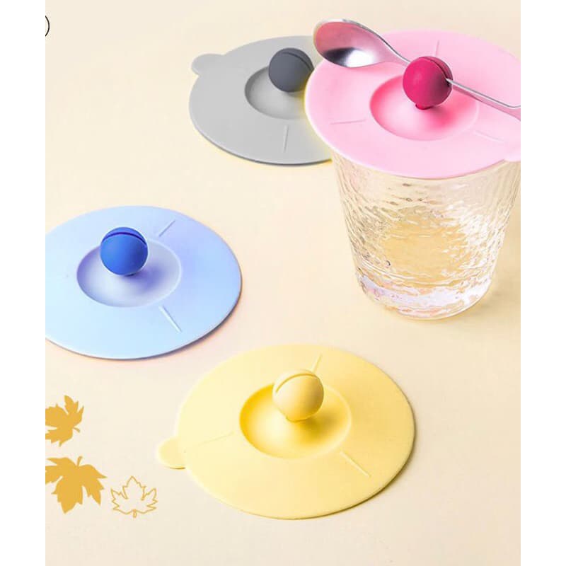 Kit Dois AB-Tampa Copo Silicone Caneca à prova de poeira Tampa à prova de vazamento Colher Selada Caneca de Café ou Chá.