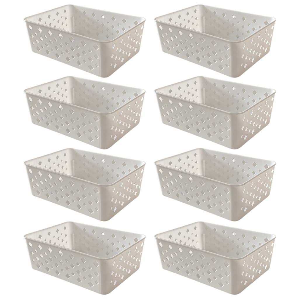 Kit 8 Cestos Organizadores Colorido Multiuso Médio Empilhável Gaveta Armário Lavanderia 19x14x6,5