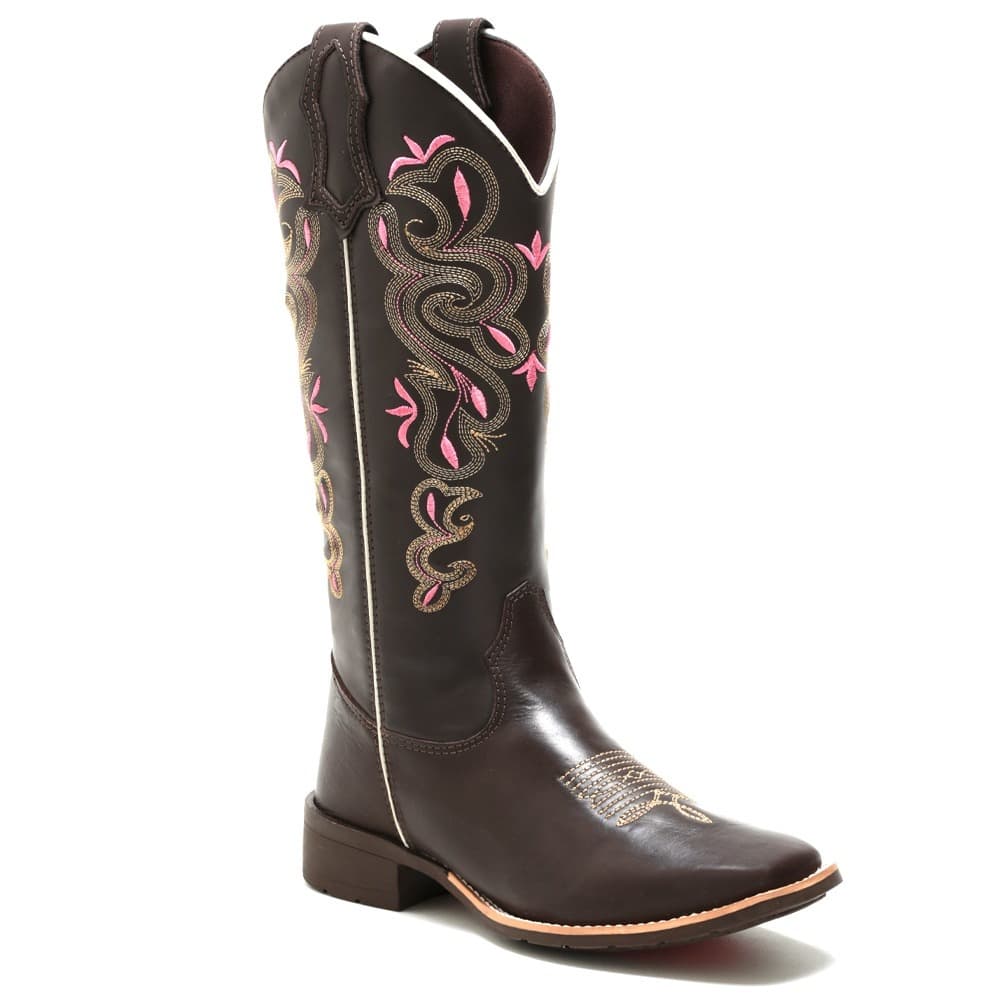 Bota Texana Country Feminina Cano Longo Bordada