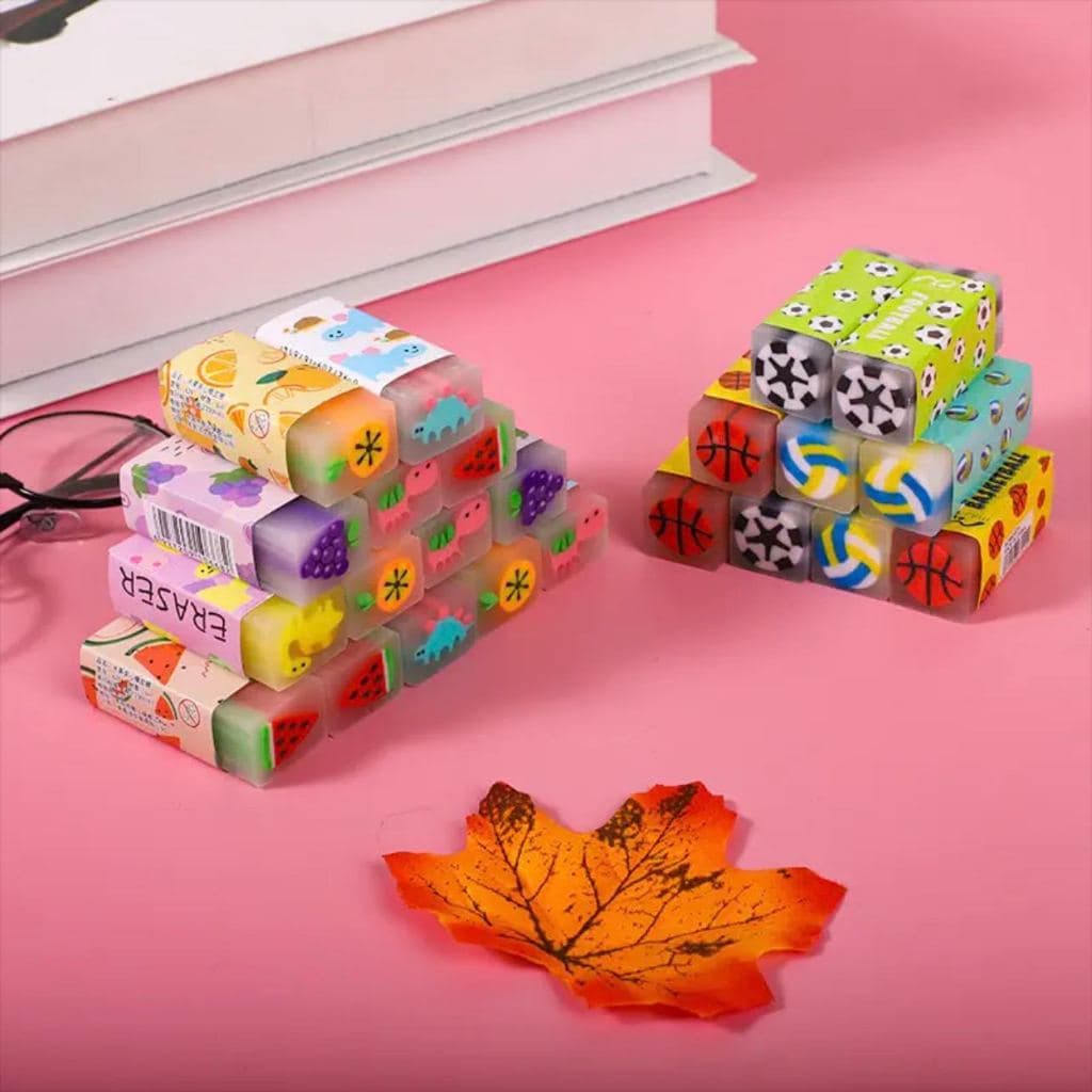 kit com 3 Borracha Apagador Criativo De Frutas De Exame De Alunos Do Ensino Fundamental Artigos De Papelaria Para