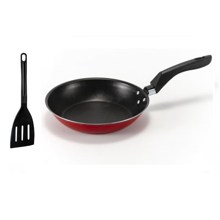 Frigideira francesa 22 cm antiaderente teflon com espatula  vermelha  com grafite