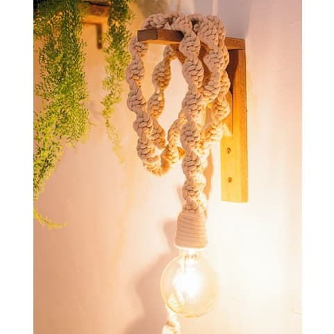 Kit Decoração em Macramê Luminária Pendente + Mão Frances