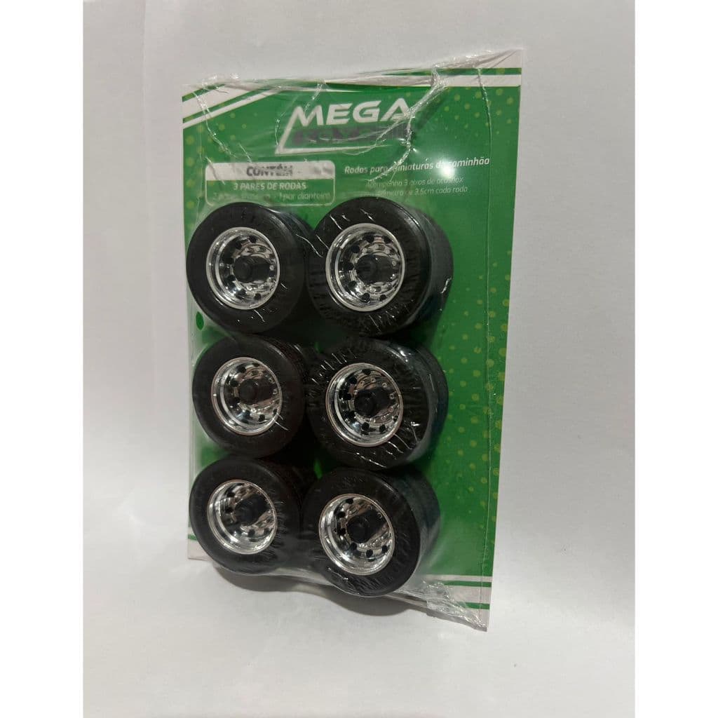 Kit 3 Pares de Rodas traseiras com pneu liso, escala 1/32