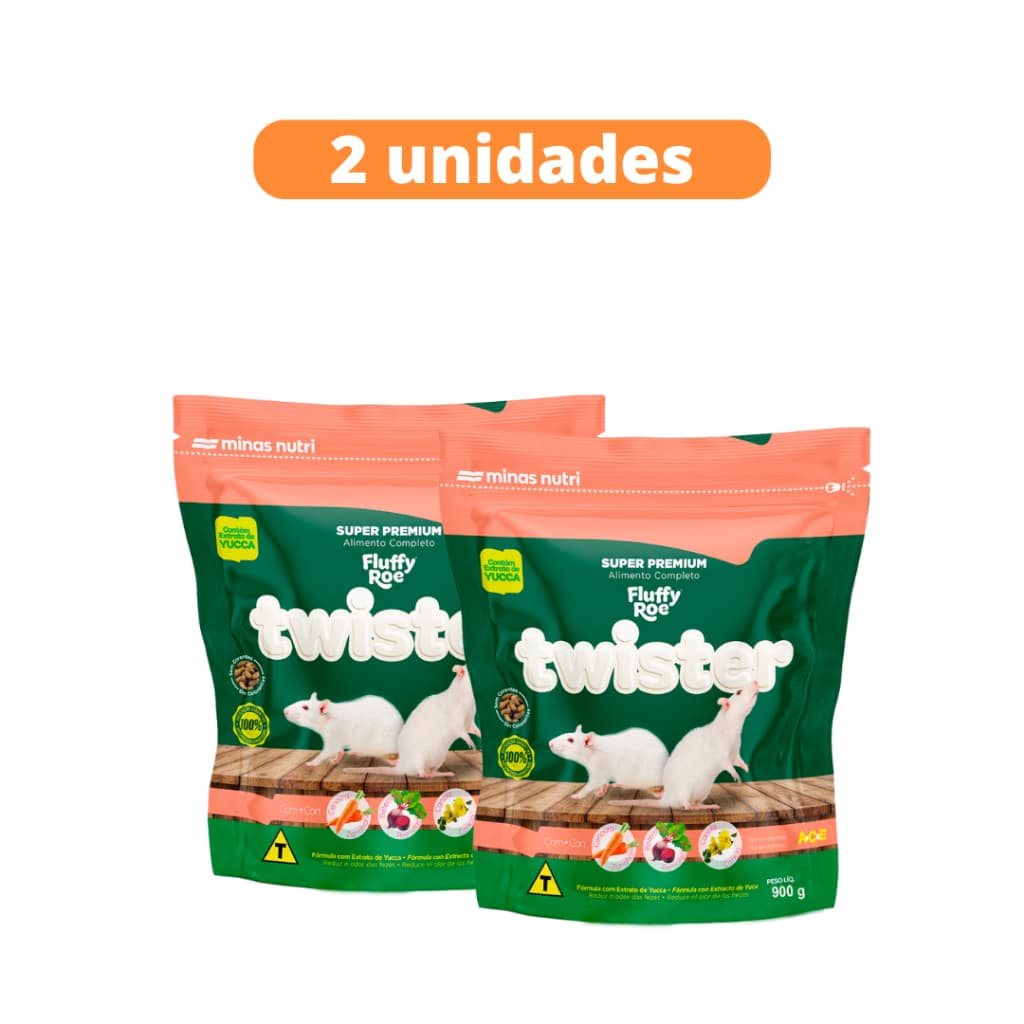 KIT C/2 Ração Fluffy Roe Twister - 900g Super Premium Minas Nutri