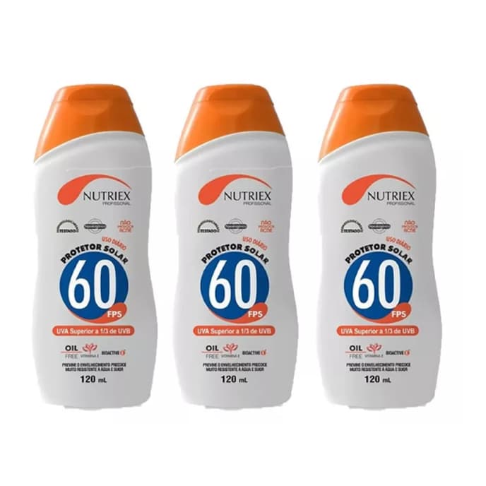 KIT C/ 3 PROTETORES SOLARES FATOR 60 120ML NUTRIEX