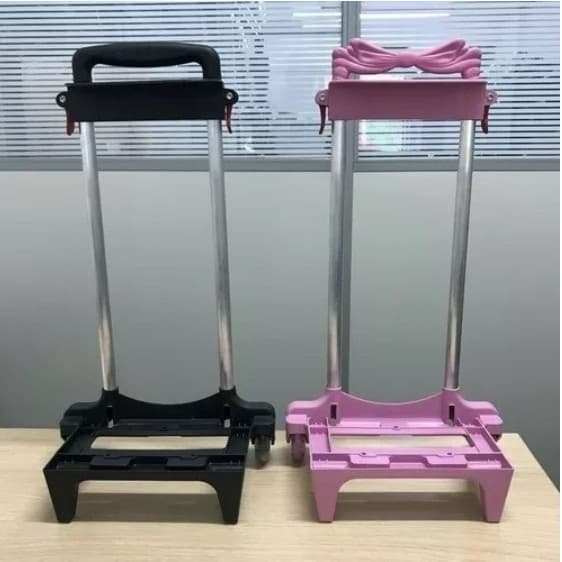 Carrinho P/ Mochila Escolar C/Trava 40cm Alumínio Rodas Silicone