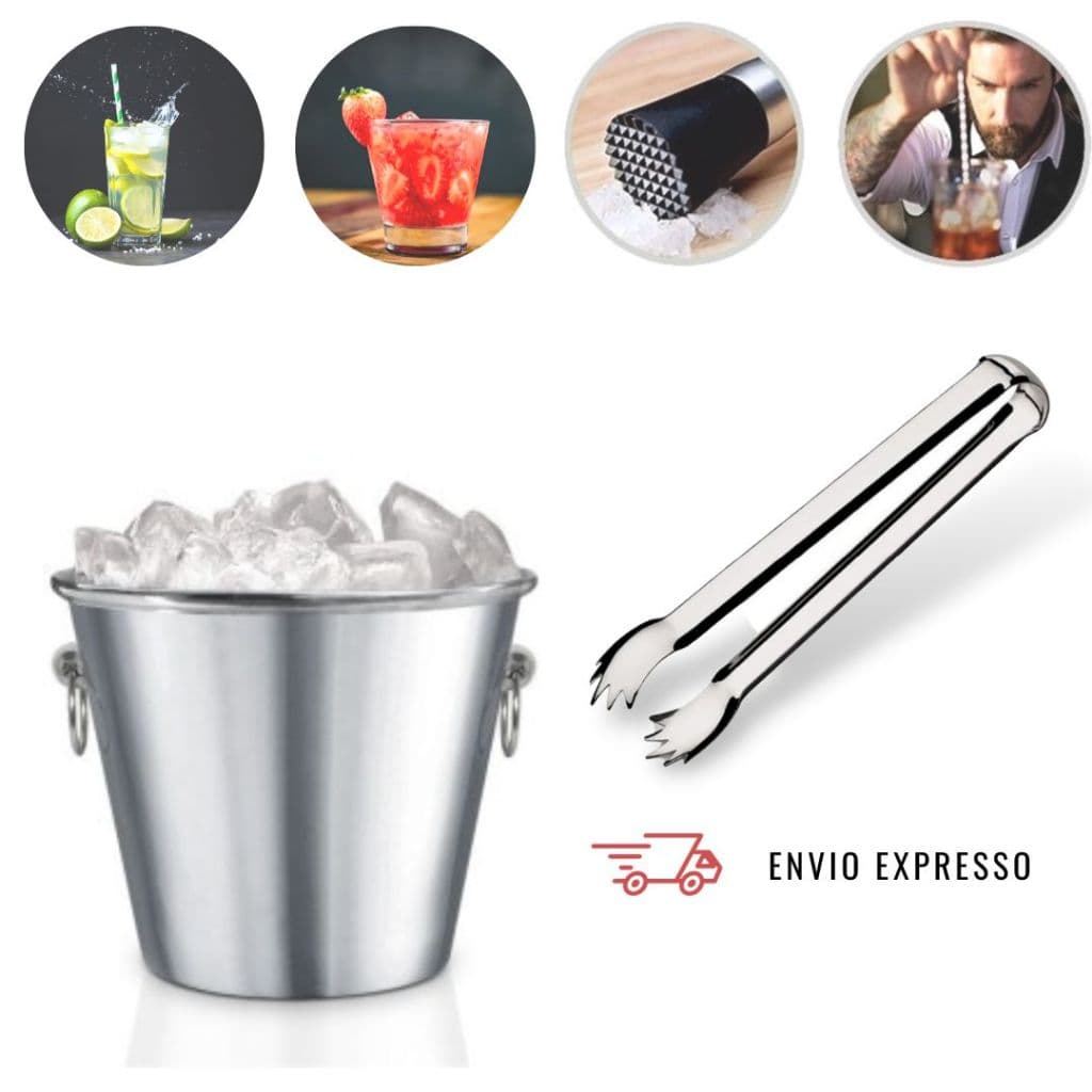 Kit Balde + Pegador de Gelo Inox Caipirinha