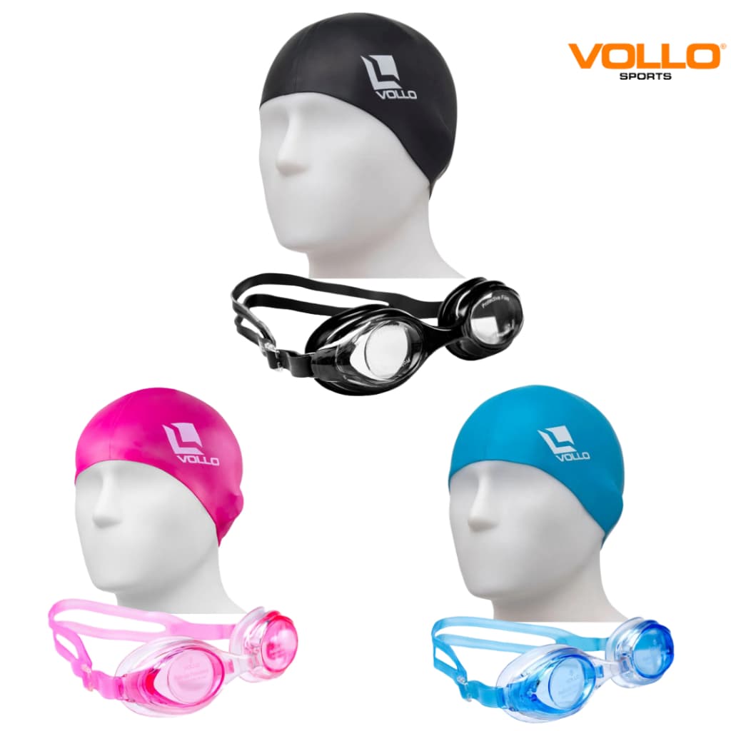 Kit Óculos e Touca Natação Silicone Vollo Juvenil Adulto
