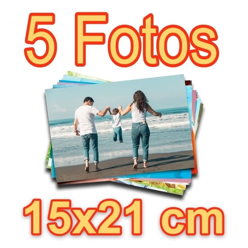 5 fotos 15x21cm Reveladas em Papel Fotográfico Fujifilm