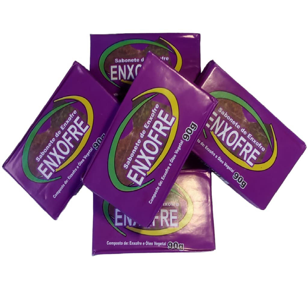 Kit 5 Sabonetes Enxofre de 90g Cada Acne Limeza Profunda Oleosidade e Cicatrização