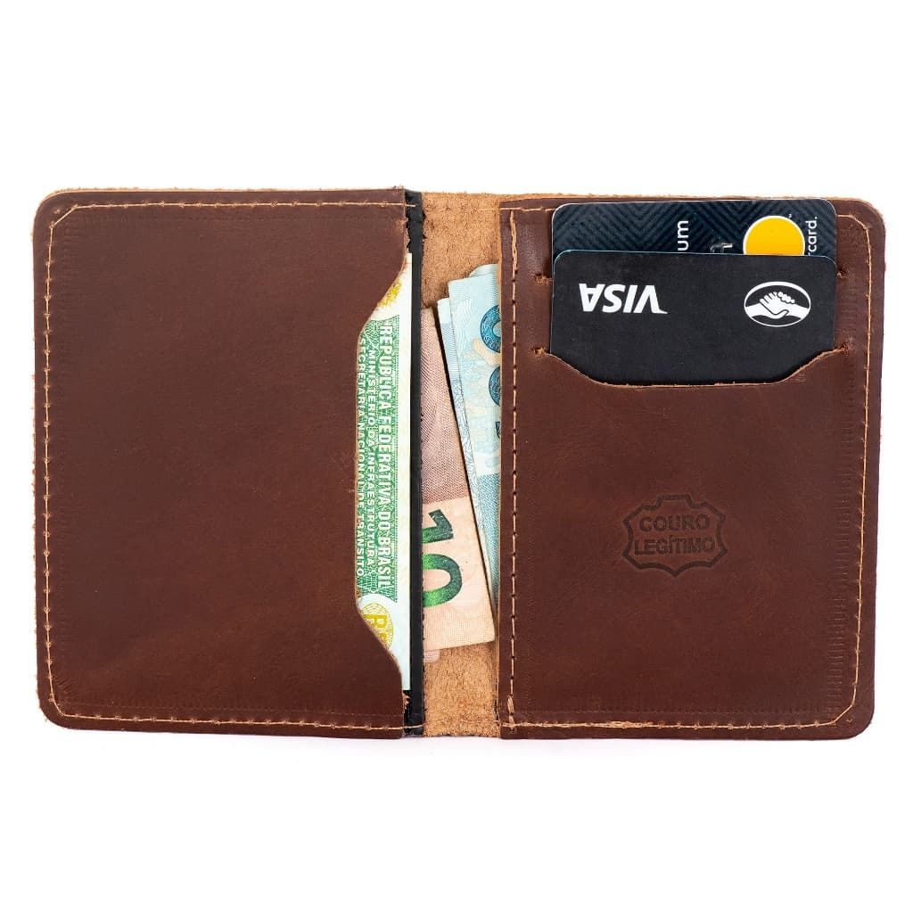 Carteira Porta Cartao Masculina Pequeno Em Couro Legitimo Cnh/cartão/dinheir