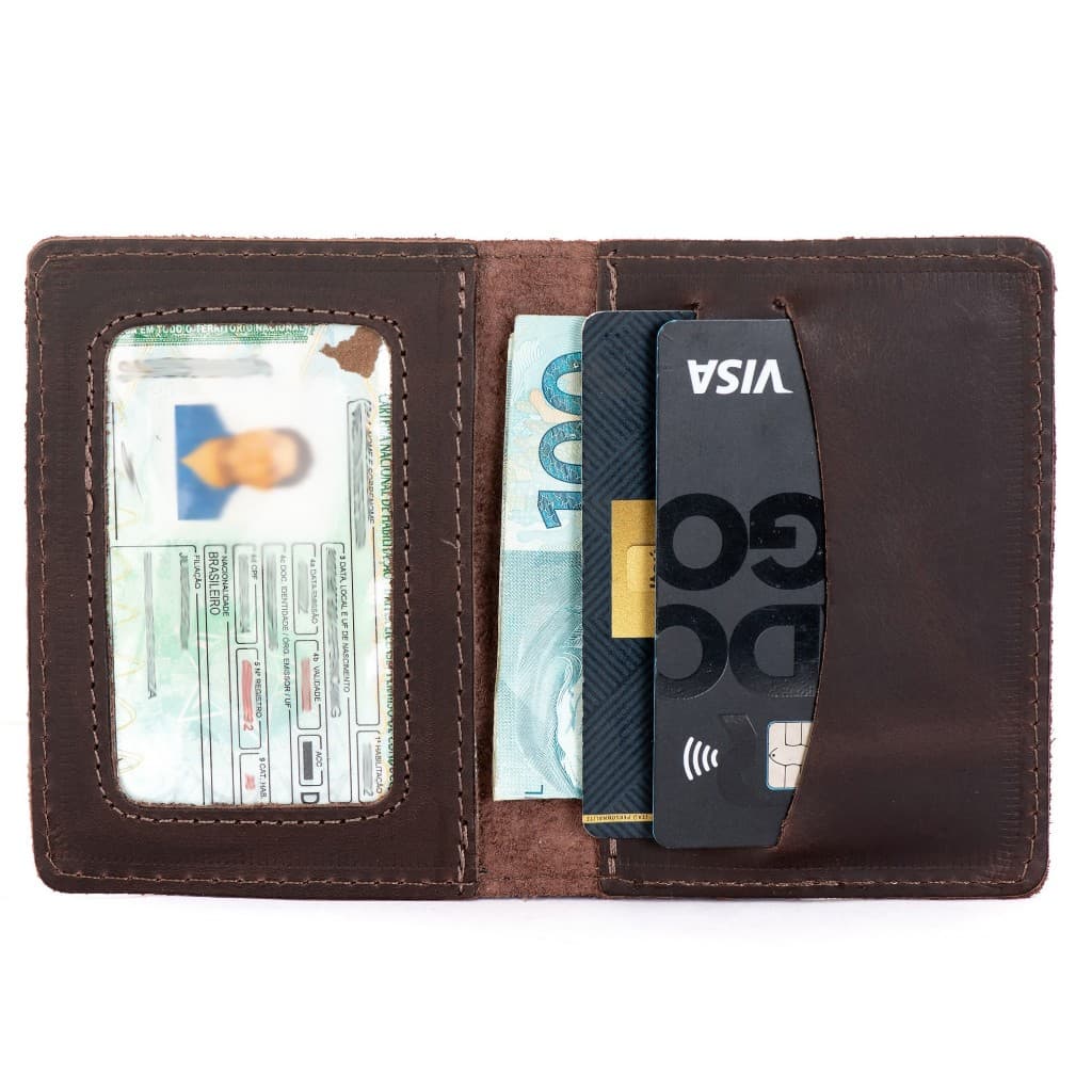 Porta Cartão Masculino Pequeno Em Couro Legitimo Slim Cedulas Cnh