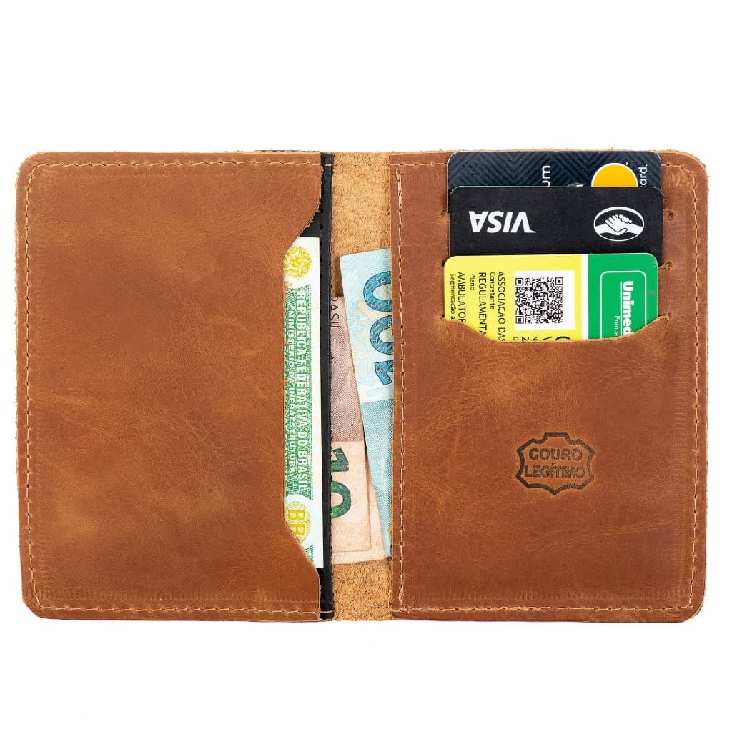 Carteira Porta Cartão Slim Couro Legitimo Rg cnh cartões Cedulas