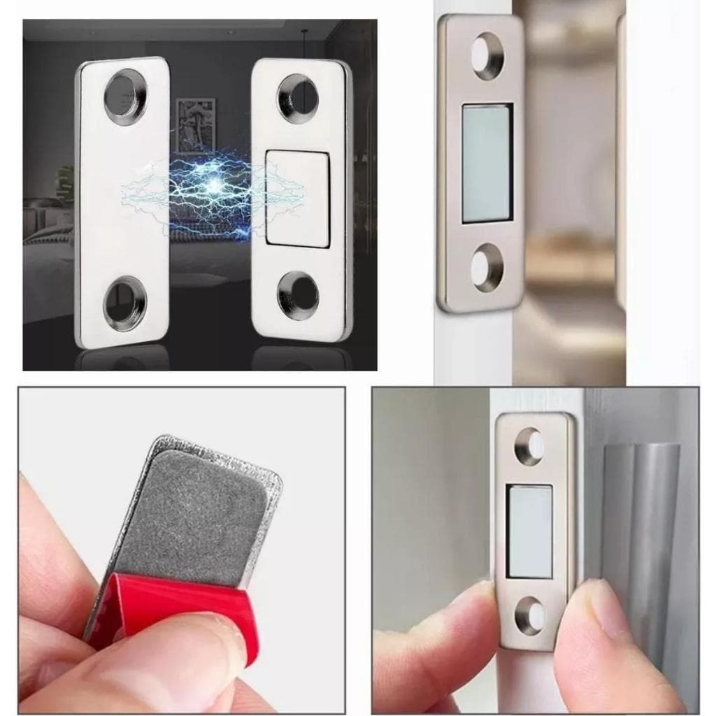 Fecho Magnético Ultra Fino Neodímio 10kg Porta Gaveta Armário Inox com Parafusos
