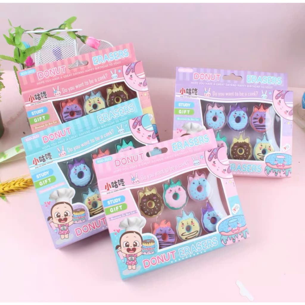 Kit 6 borrachas fofas mini fofo donuts pirulito sorvete picolé Papelaria criativa kawaii