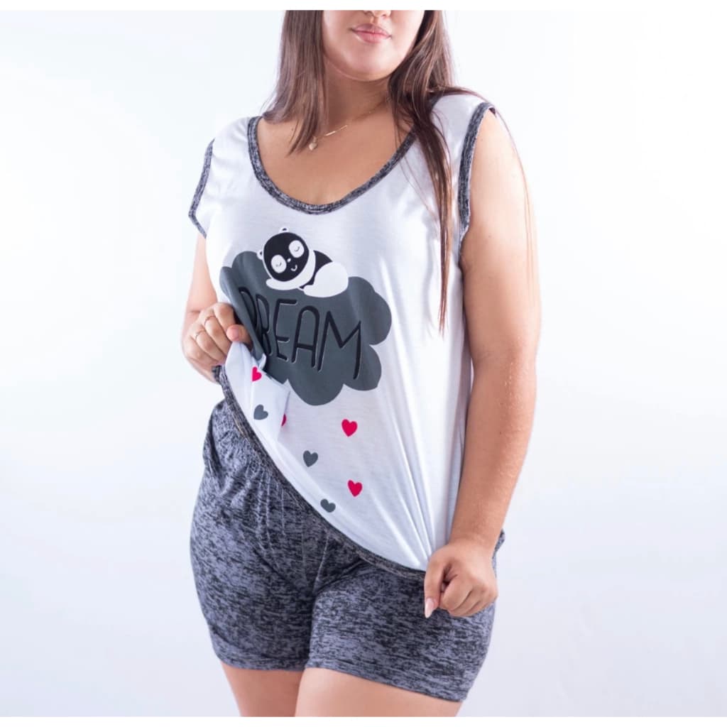 Baby Doll Plus Size Feminino Malha Pijama Verão Roupa de Dormir Short Doll Regata Confortável Traje para Dormir