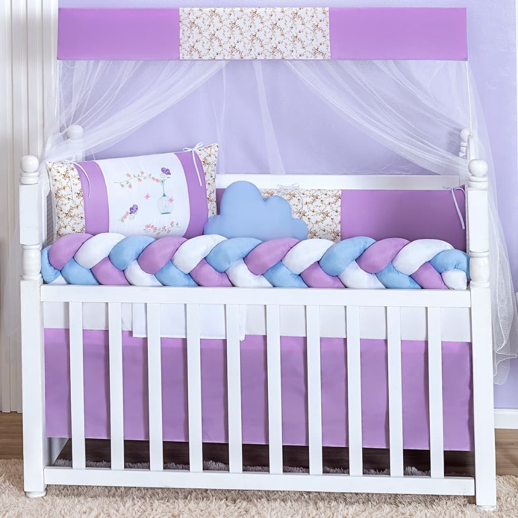 Kit 11 peças Protetor Berço Completo Trança - Modelos Variados Padrão Normal e Americano