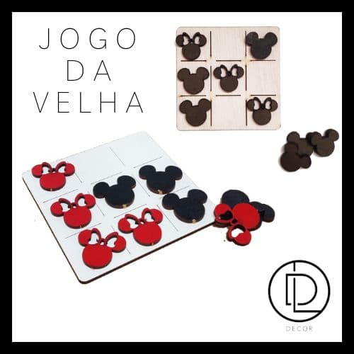 Kit 15 Tabuleiros Mickey Minnie Jogo da Velha 10cm PERSONALIZADO COM NOME / Tabuleiro em MDF para Lembrancinhas de Festa