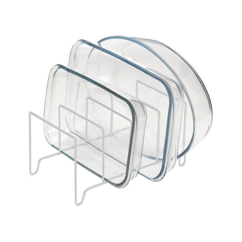 Suporte Organizador de Refratários, Tampas, Frigideiras na cor Branco.