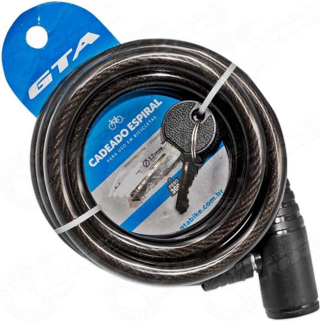 Cadeado Grosso Cabo Aço 1mt X 12mm P/ Bike Moto 2 Chaves