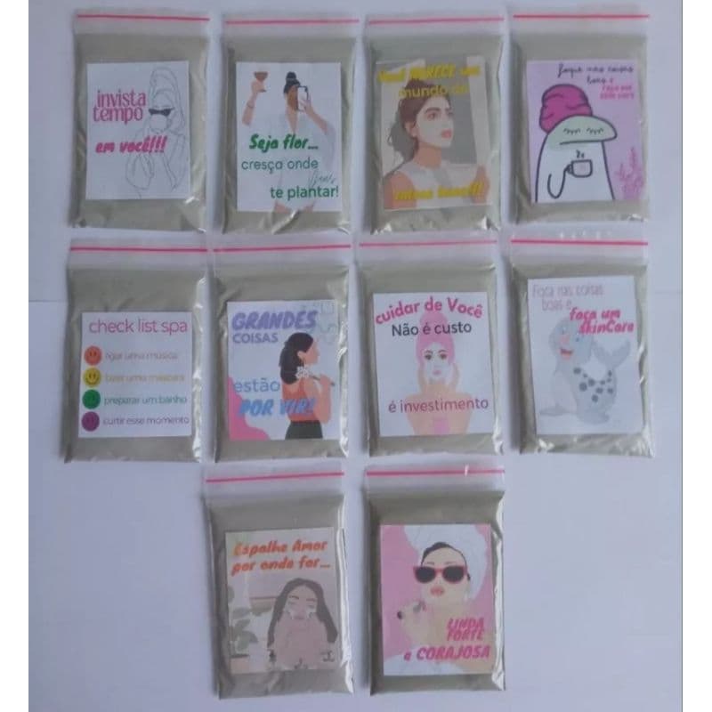 mimo para clientes argila em pó 50 un saquinhos adesivados