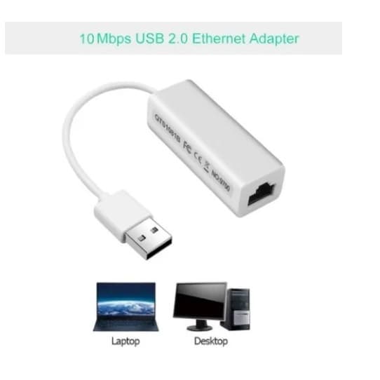 Placa Rede Usb Cabo Externa Rj45 Adaptador Lan Ethernet com cabo BRANCO