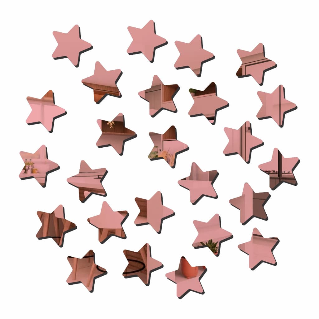 Kit 25 Estrelas Decorativas Acrílico Espelhado Elegante
