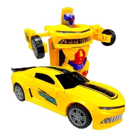 Carrinho Camaro Transformers Brinquedo Vira Robô Luz Som Bate Volta