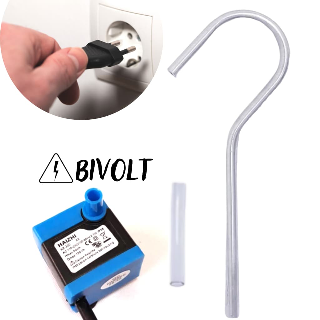 Bomba Submersa com Mangueira e Torneira para Bebedouro de Gato