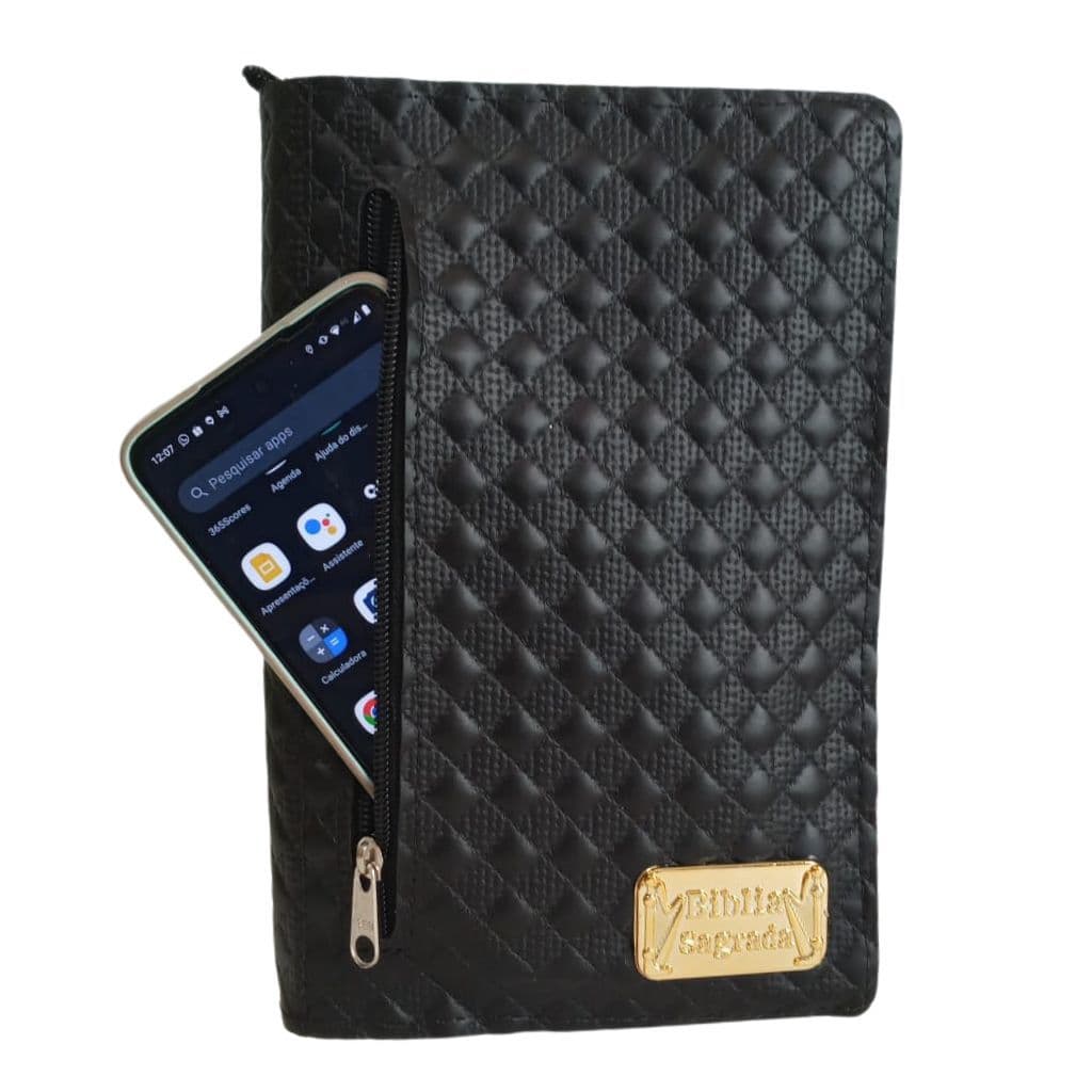 Capa Especial para Bíblia com Zíper Luxo para Bíblias de Estudo Média | Número 11 - Preto Croco