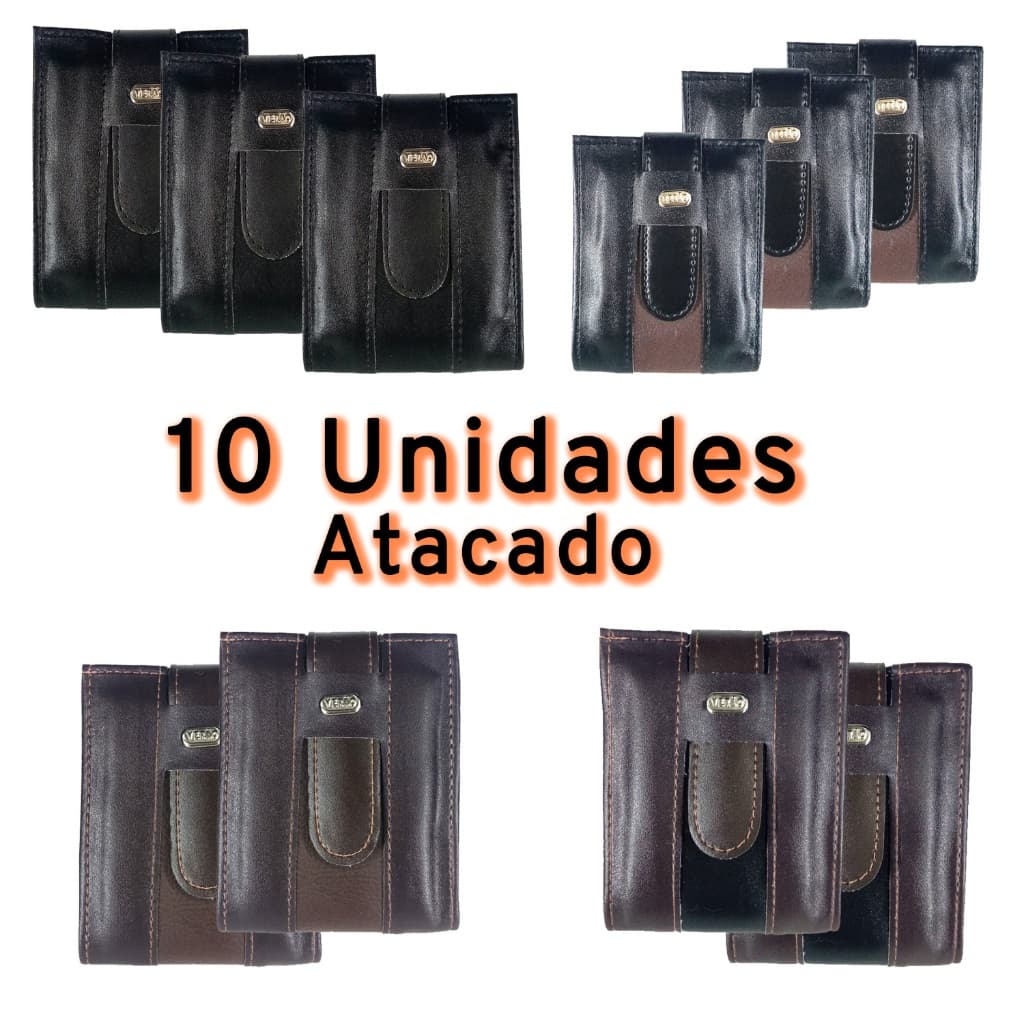 Kit 10 Carteira Masculina Grande com  Porta Documentos Atacado Revenda Barato Cabe RG CNH Porta Moeda Direto da Fábrica