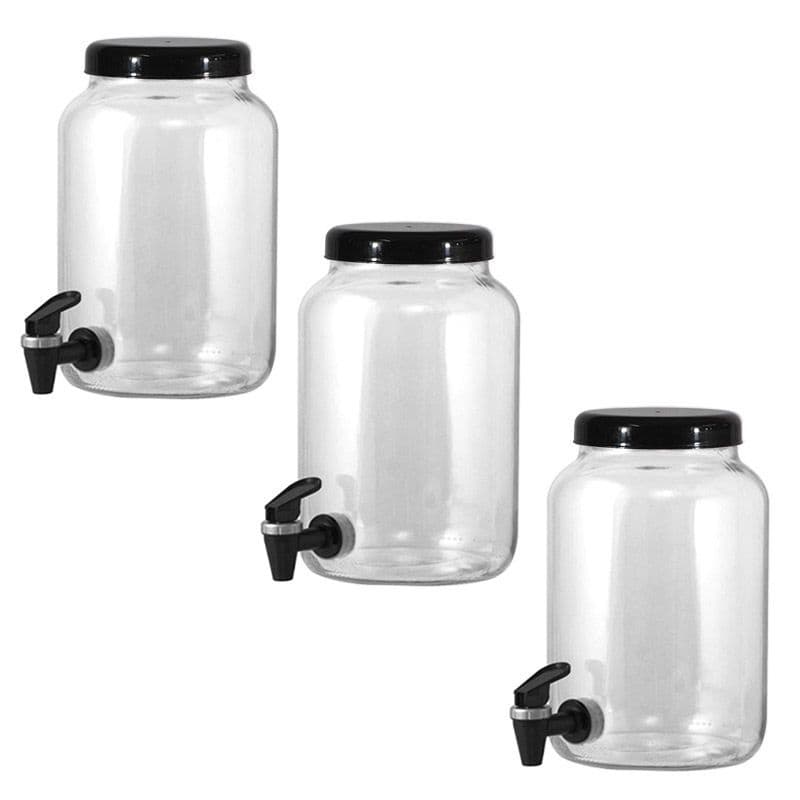 suqueira de vidro com torneira  preta 3 unidades