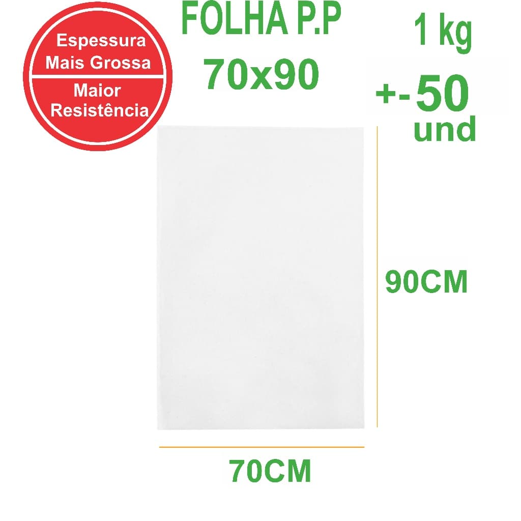 Folha Transparente 70x90 -Tipo Celofane - 50 folhas