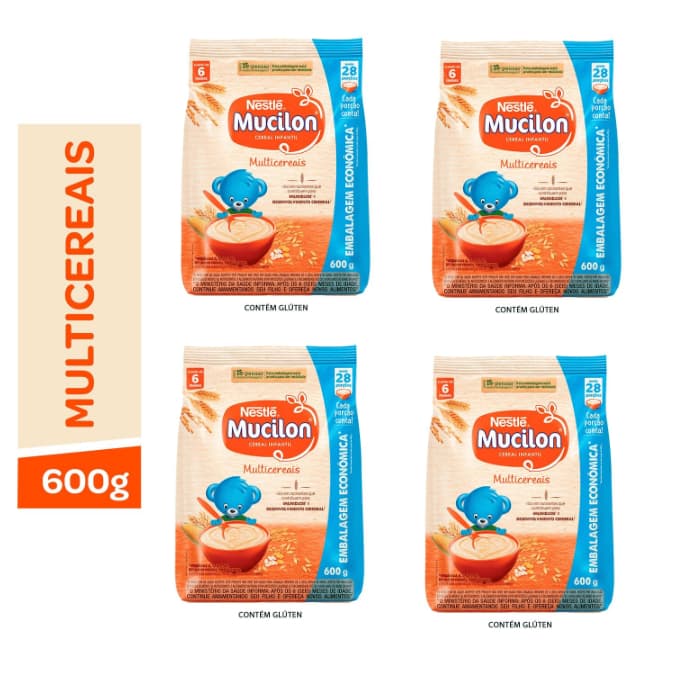Cereal Infantil Mucilon Multicereais 4 Pacotes 600g