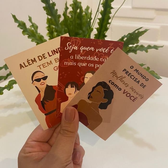 KIT com 60 Folhetos mulheres empoderadas | Cartão cliente | 10x7 | 90g | Papelaria