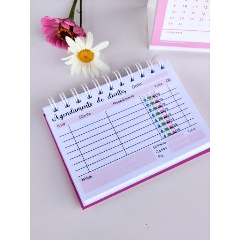 Bloco de agendamento de clientes, 10x15cm - 80fls, 160pg.