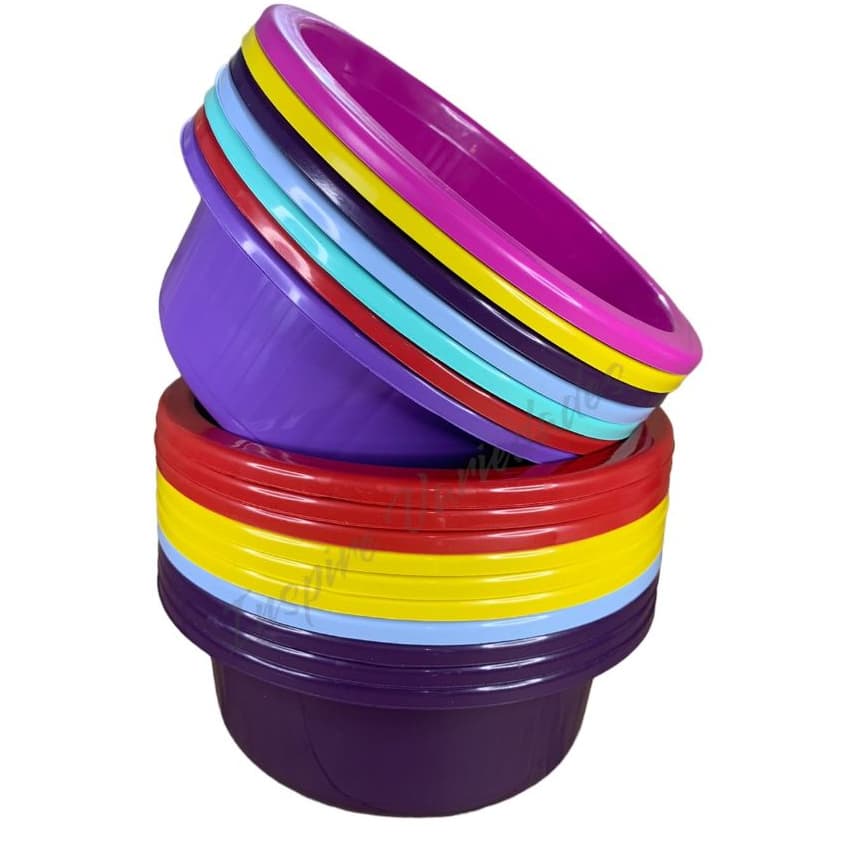 Kit 10 Mini Bacias 1,4L Canelada Plástico Cores Sortidas