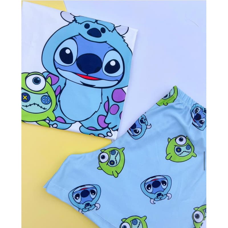 Pijama Feminino adulto semi Cropped de manga curta Estilo Doll