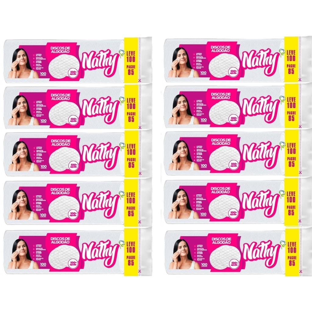 Kit 1000 Discos Algodão Dupla Face Limpeza Facial Maquiagem