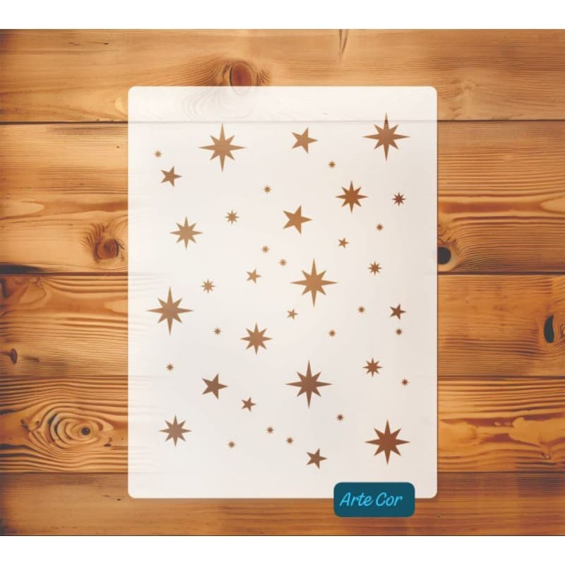 Estencil Estrelas II / n.127 / Molde Natal Estrelinhas / 20 x 15 cm