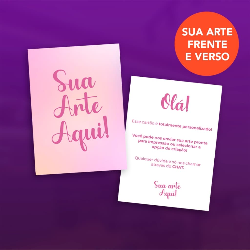100un Cartão de agradecimento Personalizado para cliente 8cm x 11cm Frente e Verso