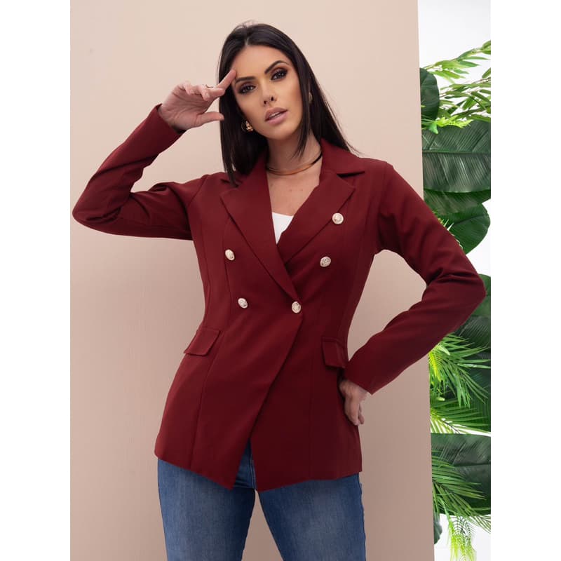 Max blazer 8008 com forro feminina com botões manga moda