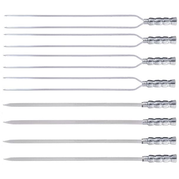 Conjunto Oito Espetos: 4 Duplos e 4 Espadas Alumínio Churrasco Cabo Revestido 50cm | 60cm | 70cm | 80cm