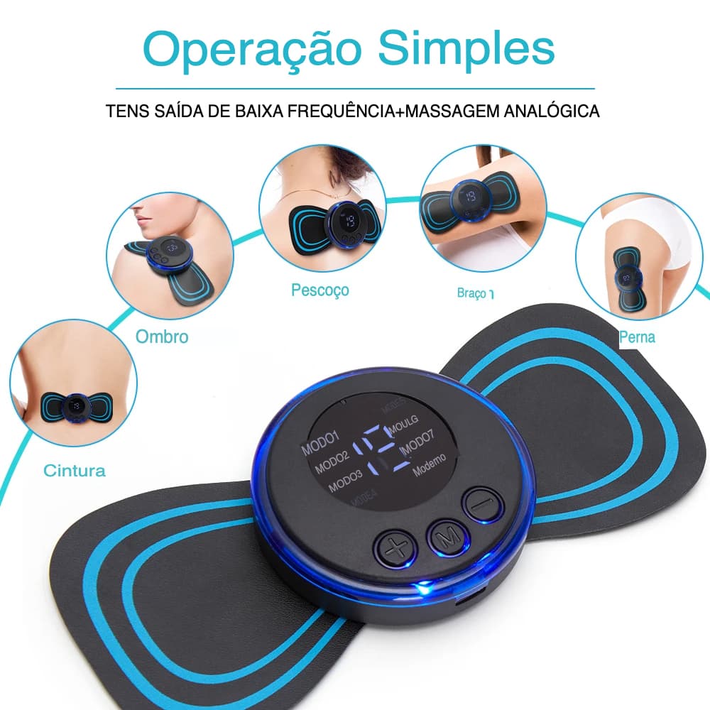 Mini Massageador Elétrico Portátil Recarregável Cervical EMS Relaxante muscular