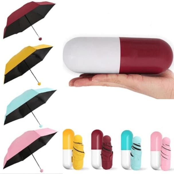 332 - MINI Guarda Chuva Sombrinha Modelo Capsula Comprimido Compacto Cabe no Bolso