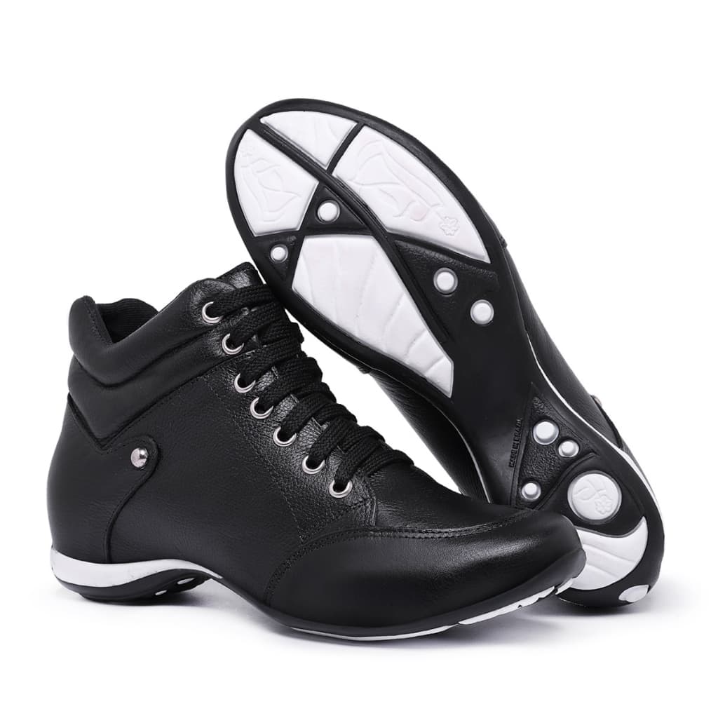 Tênis Sneaker Feminino Couro Legitimo Botinha Confortável Treino Academia Casual