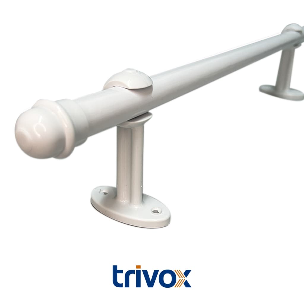 Kit Varão de Madeira Para Cortina Simples 1,50 Metros 19mm com Ponteira e Suporte - Com Emenda