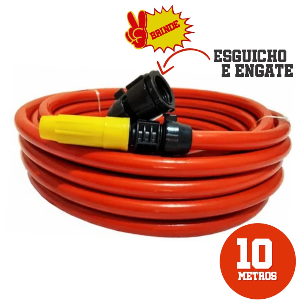 Mangueira de jardim uso geral 10metros siliconada completa pronta para usar