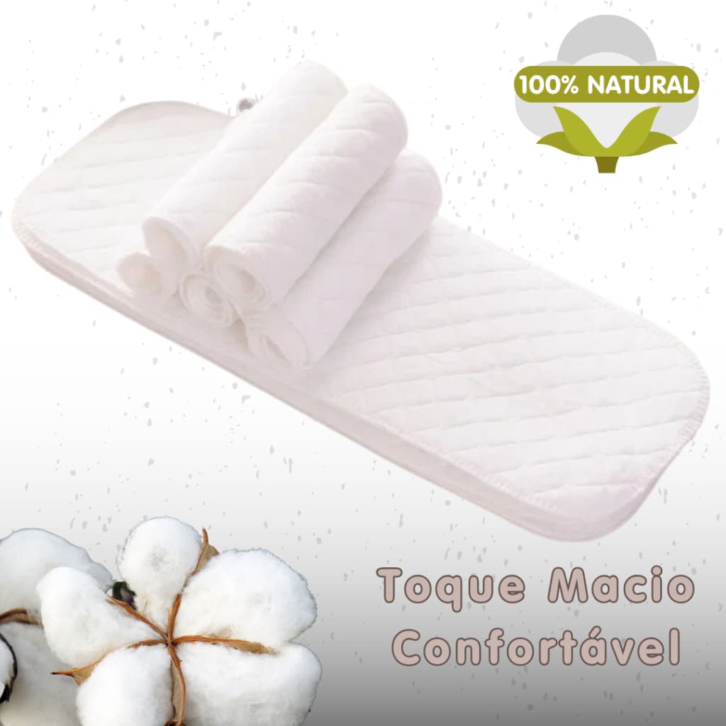 Kit com 2, 5 ou 10 Forrinhos Ecológicos Reutilizável para Fralda Ecológica - 100% Algodão