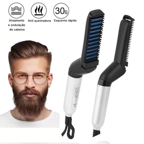 Escova Barba Chapinha Modelador Pente Portatil Para Cabelo Masculino Pente Eletrico Alisadora